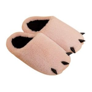 chausson patte de dinosaure rose